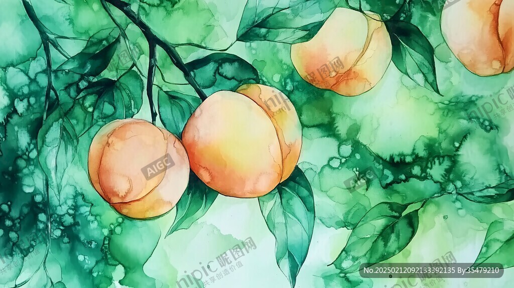 水密桃包裝插畫