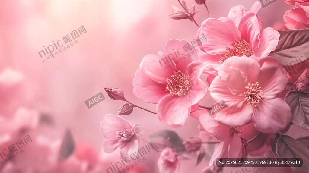 夢(mèng)幻背景杏花杜鵑花