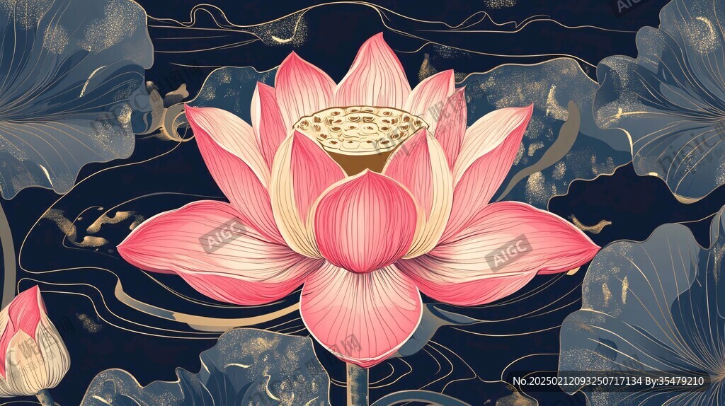 荷花包裝插畫
