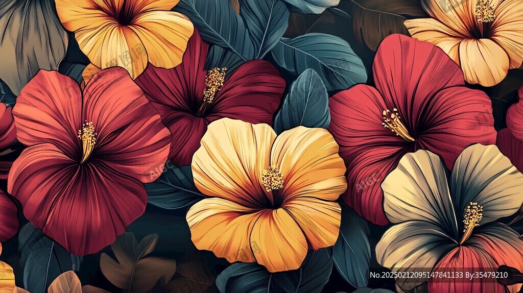 3d浮雕繽紛花卉