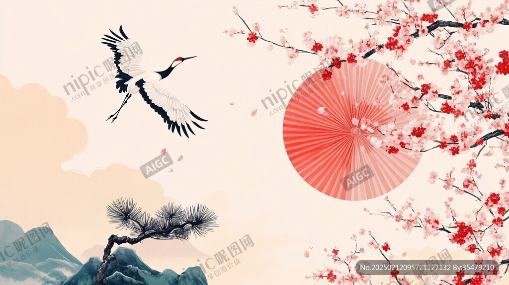 新中式山水梅花花鳥(niǎo)