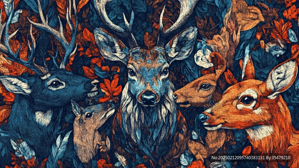 鹿包裝插畫