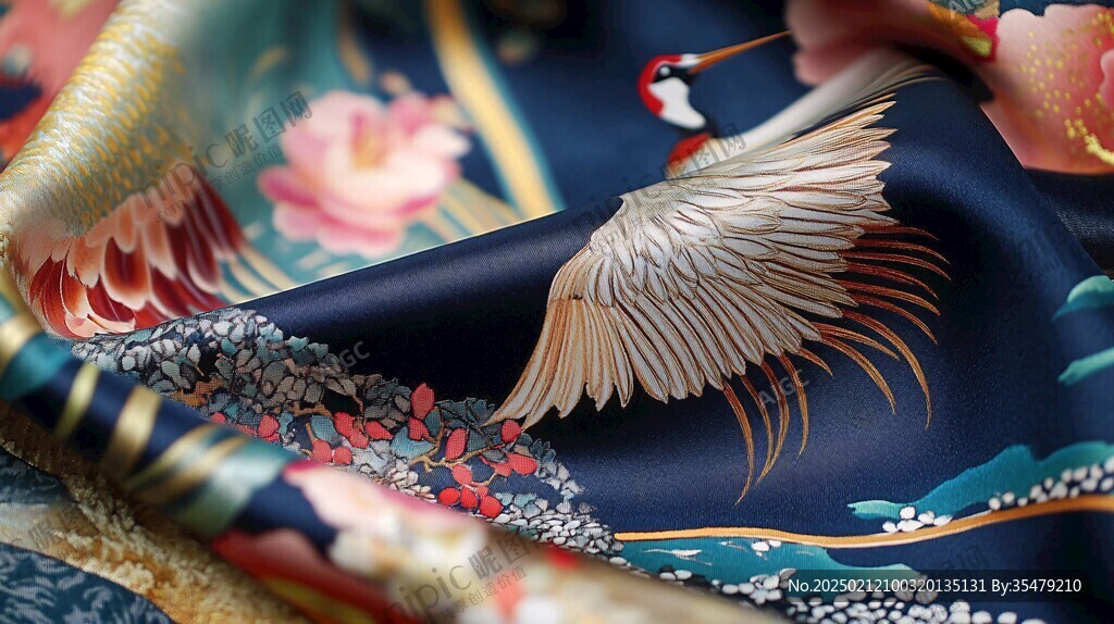新中式故宮仙鶴刺繡
