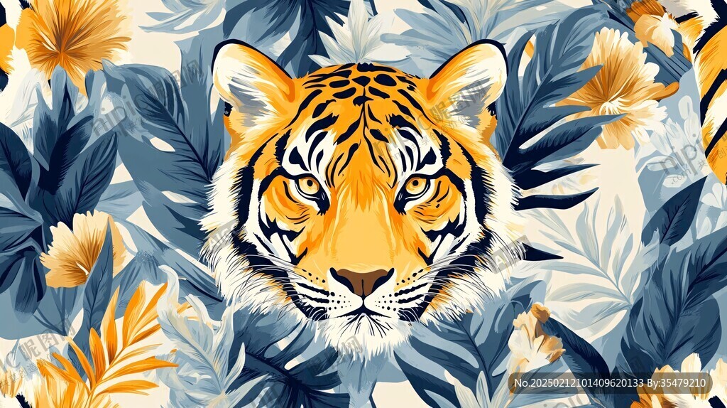 虎元素插畫