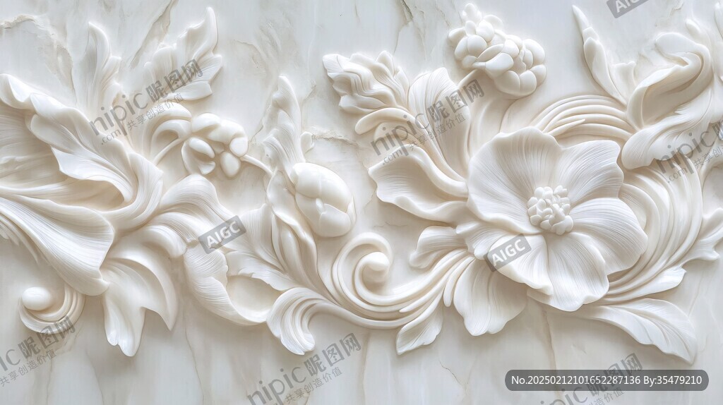 3d浮雕繽紛花卉