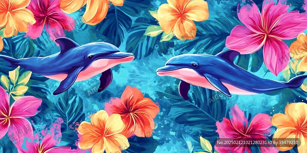 海豚地板畫
