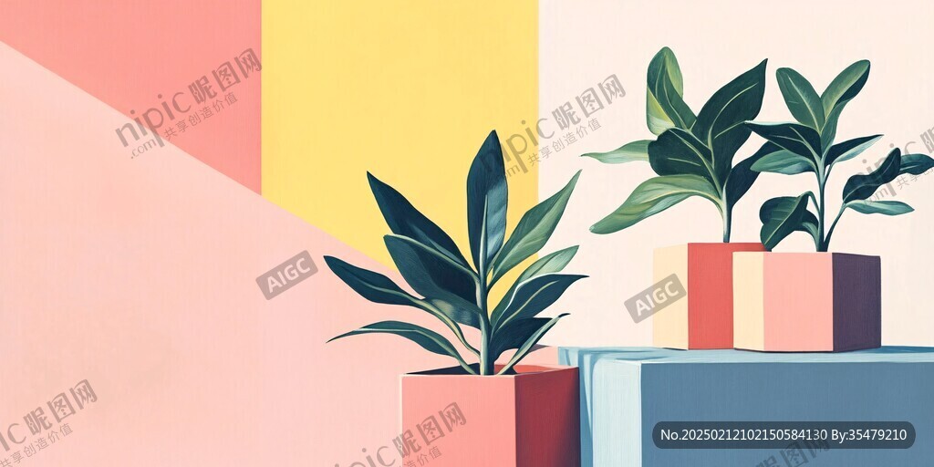 植物背景扁平插畫