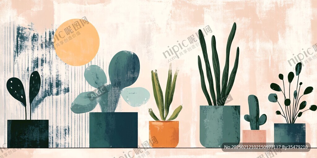 室內植物插畫