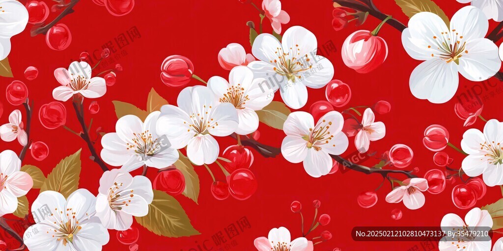 杏花紅底圖