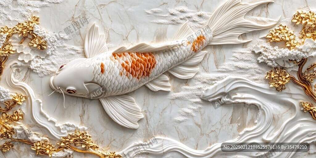 3d浮雕金魚鯉魚