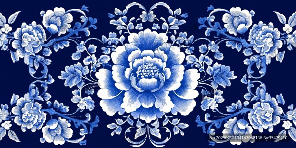 牡丹青花圖案