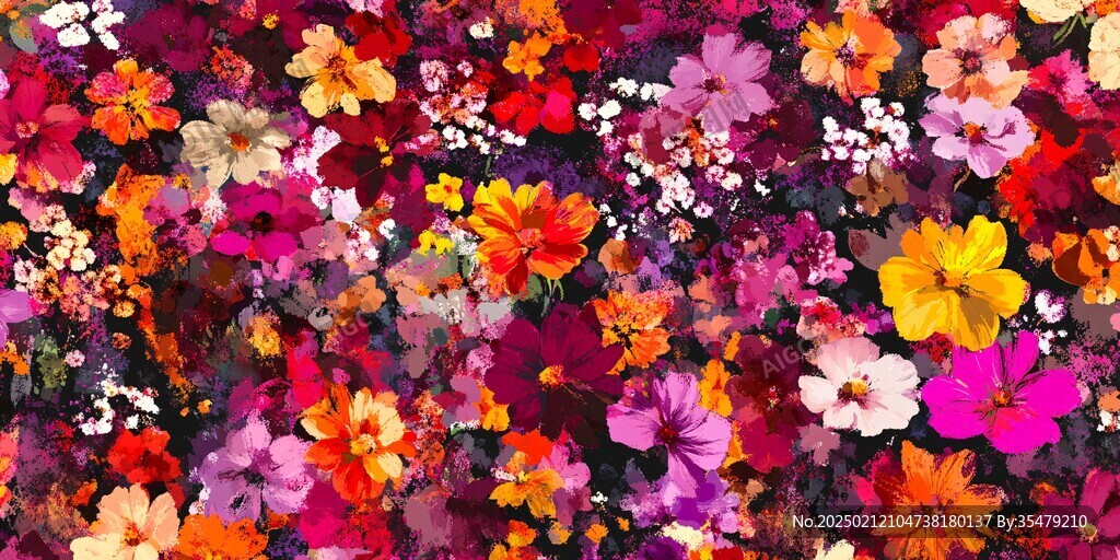 彩色鮮花背景墻