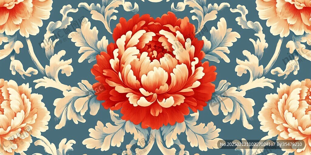 中式牡丹花花紋