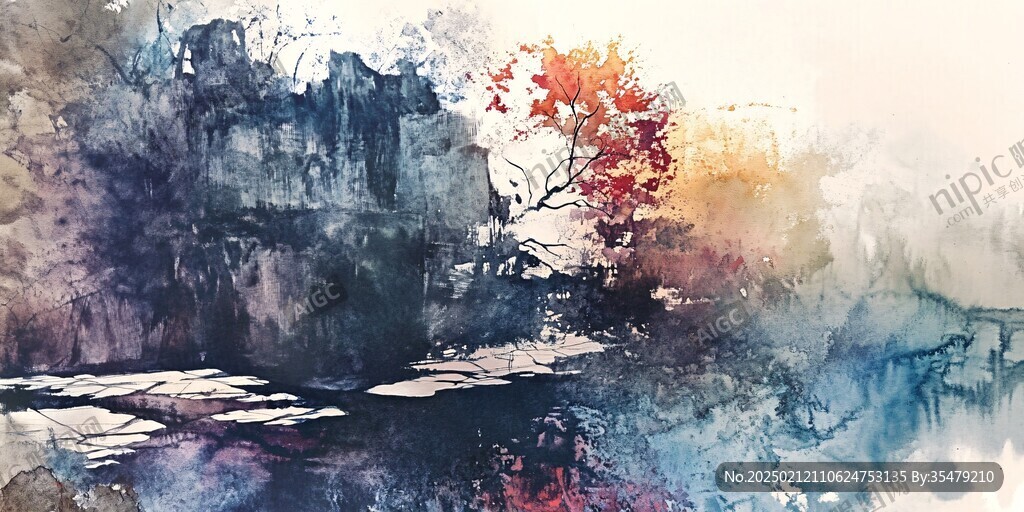 潑墨重彩風(fēng)景畫