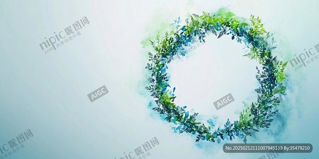 圓形綠植花邊