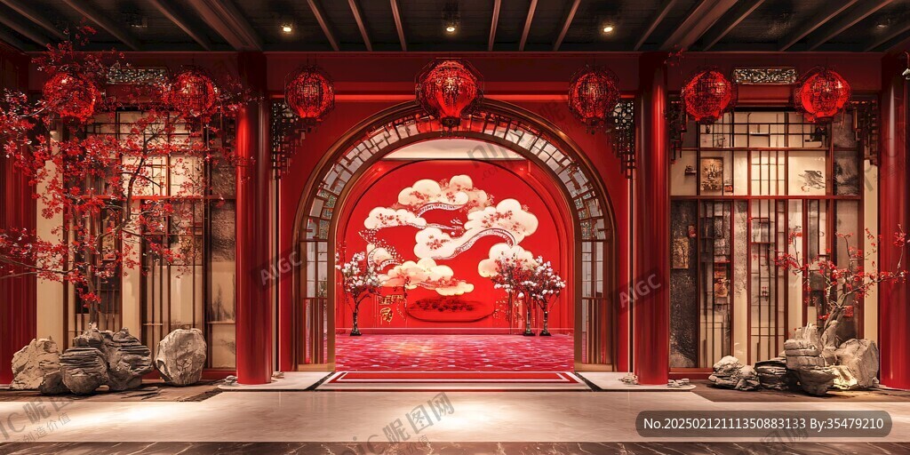 紅色新中式迎賓區(qū)