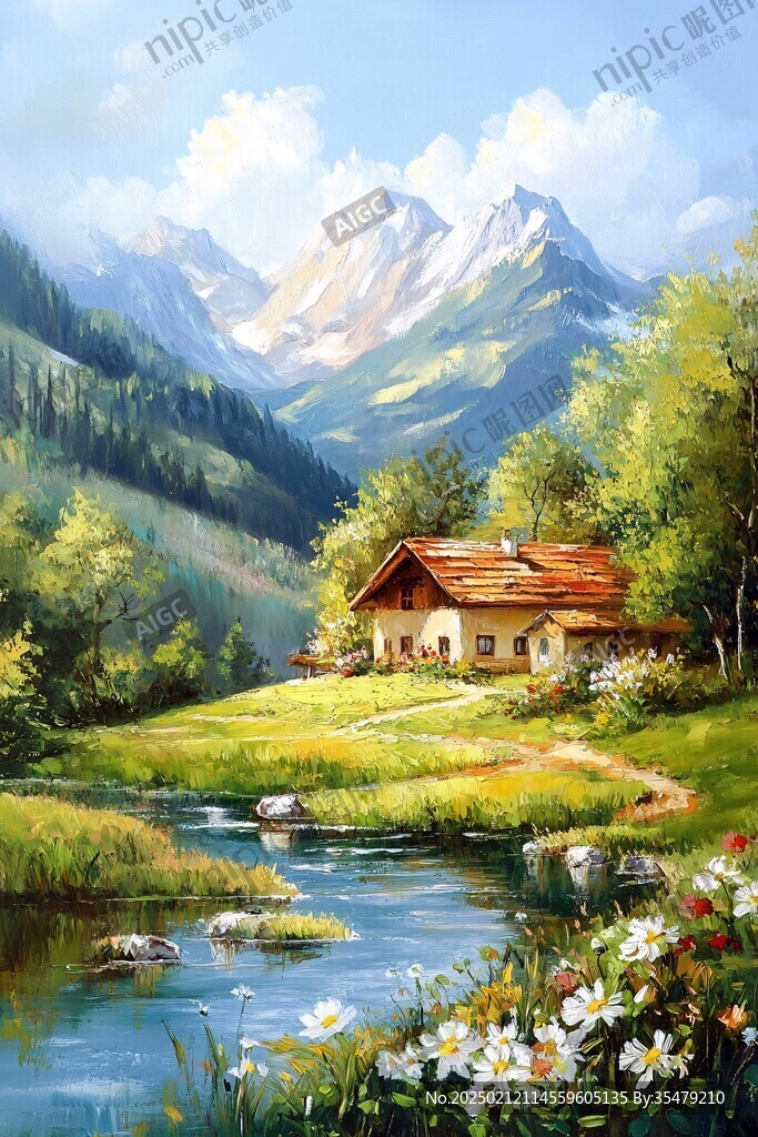 唯美風景油畫素材