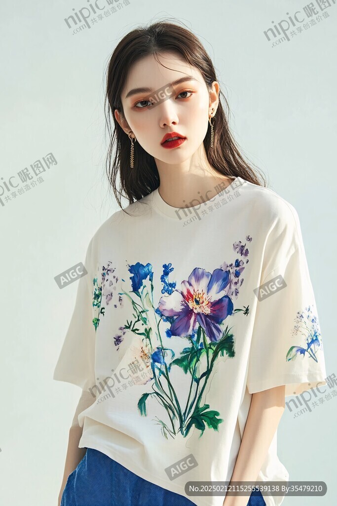 女裝花卉印花t恤