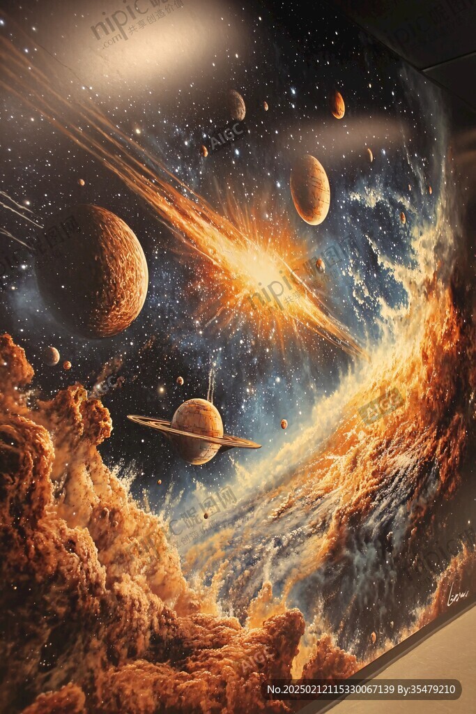 3d宇宙壁畫