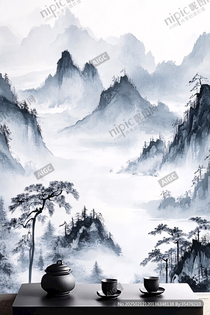 山水畫壁紙墻紙