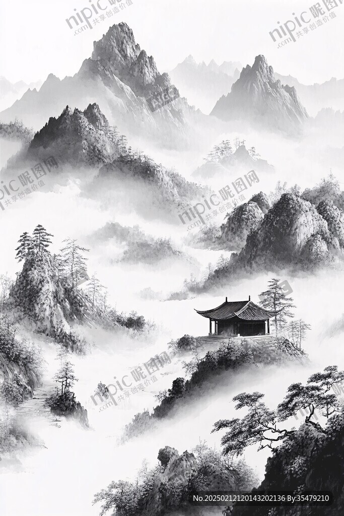 水墨數(shù)字畫(huà)工筆山水