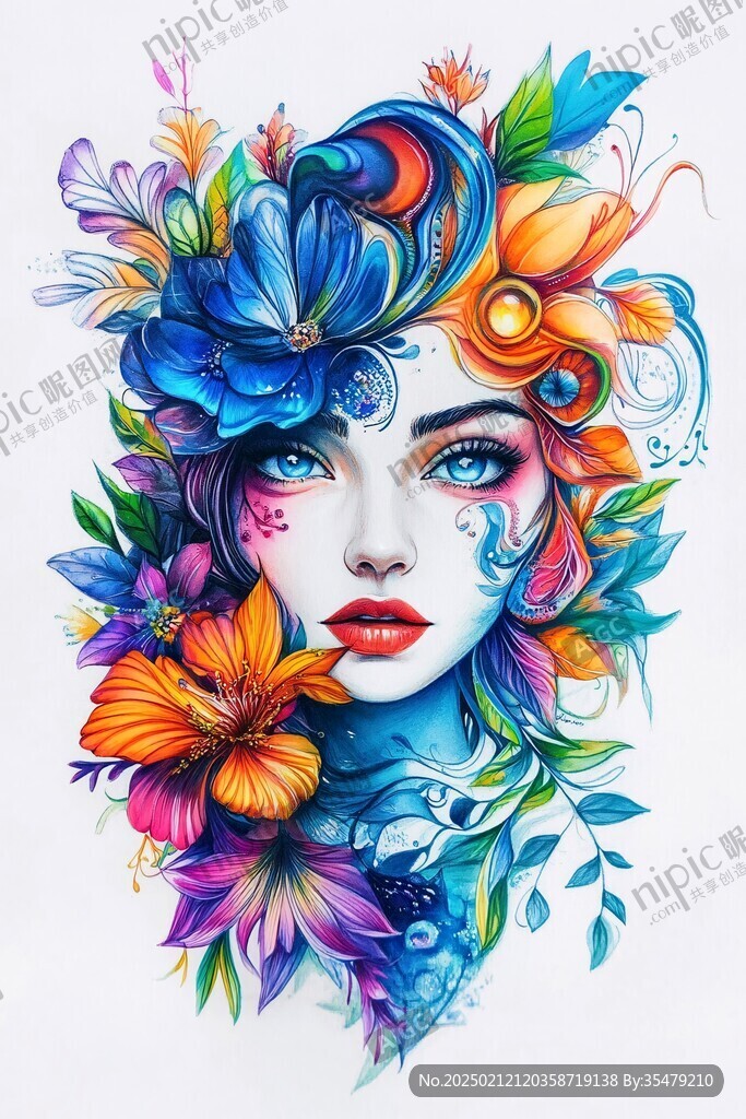 美女創意插畫