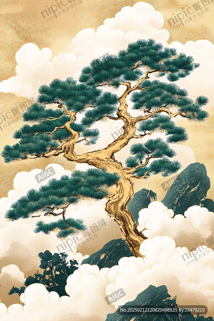 古典古風復古迎客松