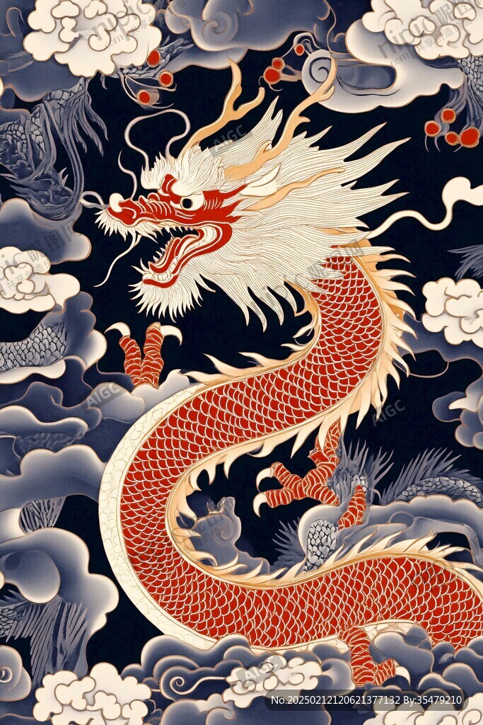 龍鳳呈祥噴繪插畫(huà)高清