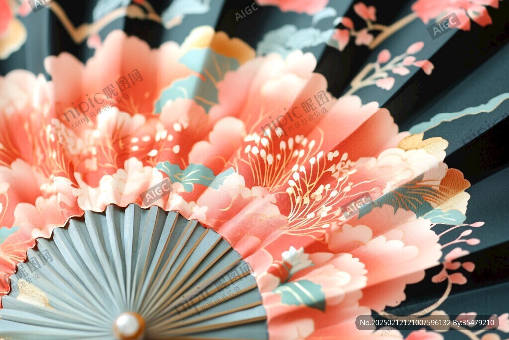 熱帶花卉紅紙扇