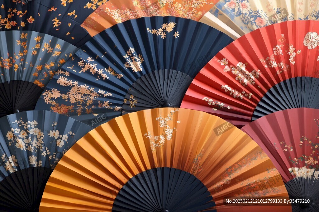 新中式折扇插畫