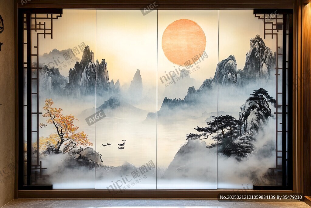 新中式山水門窗