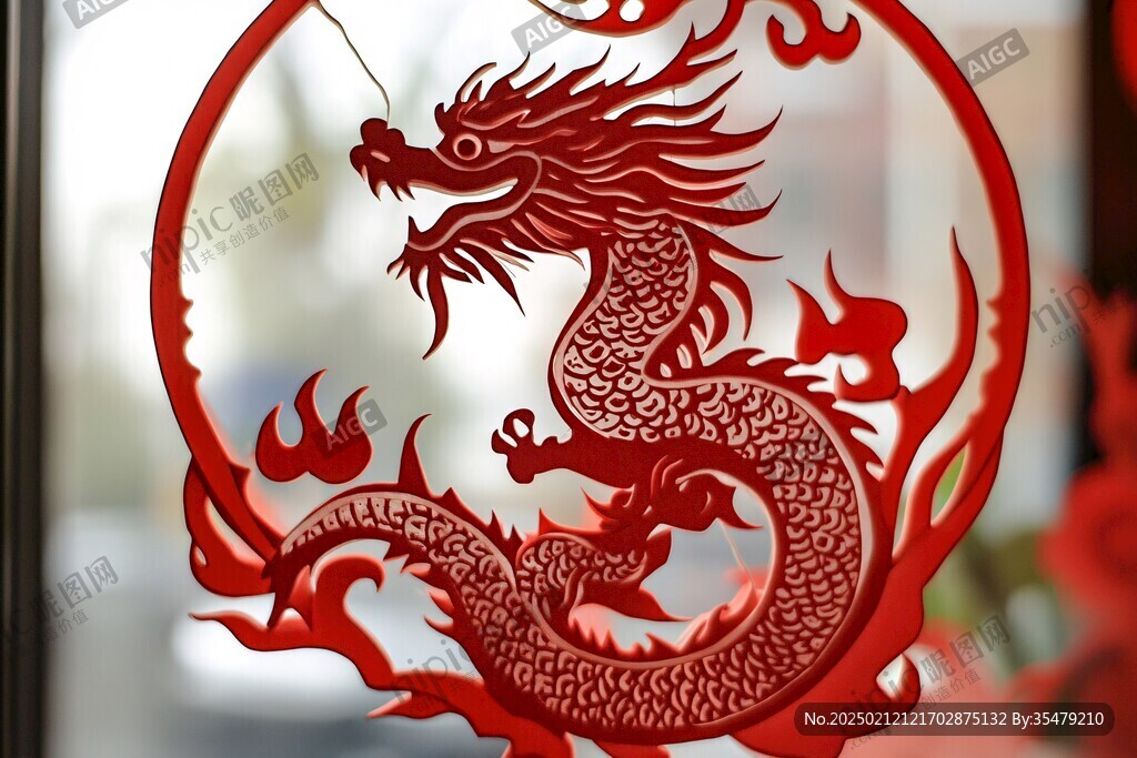 龍年立體窗貼