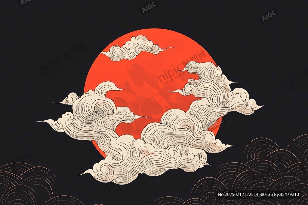 錦鯉月餅插畫