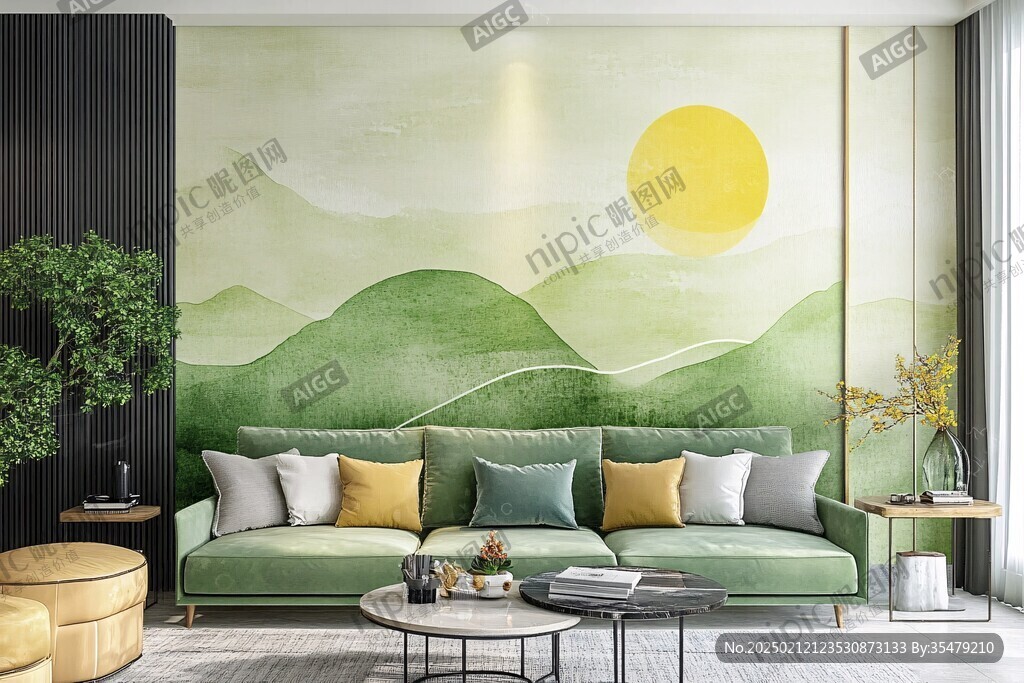 現(xiàn)代墻布壁畫場(chǎng)景圖