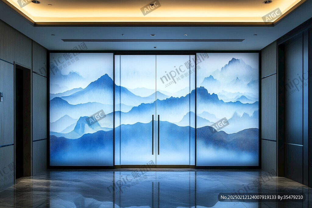 巨幅現代山水屏風