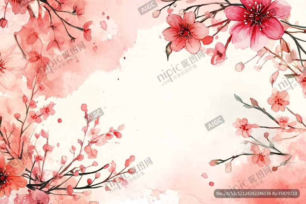 手繪桃花背景