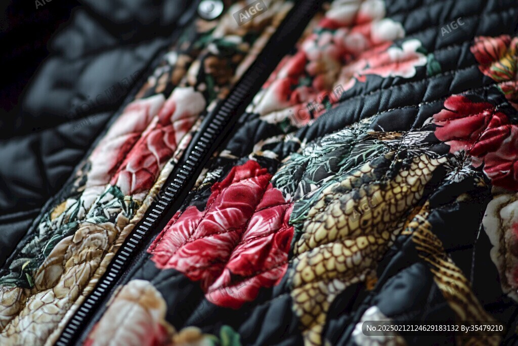 對襟團(tuán)龍刺繡特寫