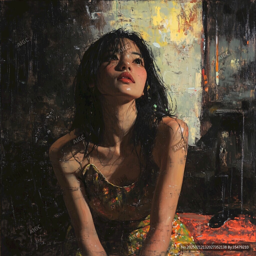 美女人物油畫