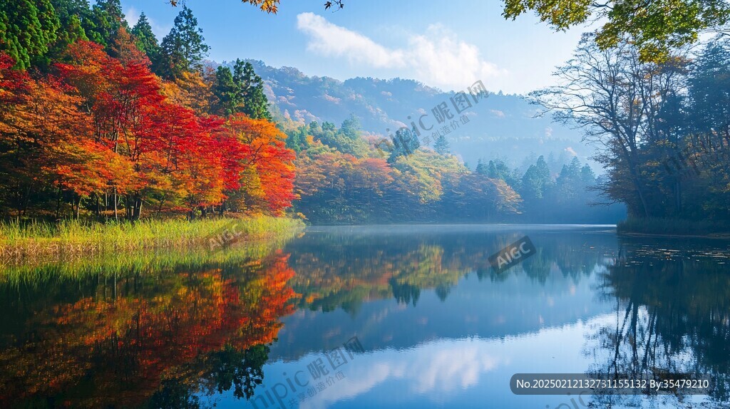 倒影紅葉