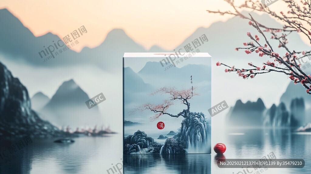 新中式包裝風(fēng)景插畫(huà)