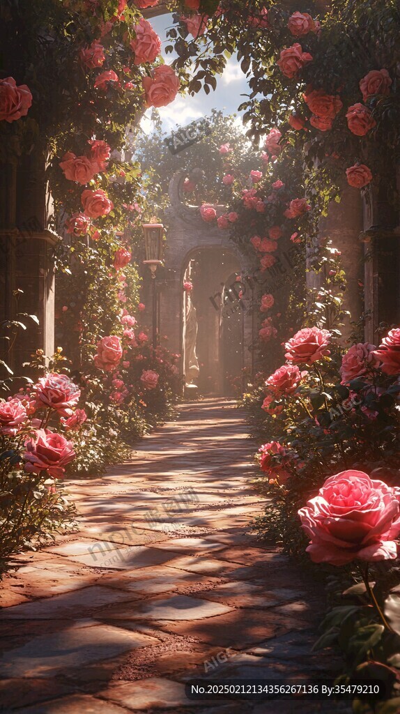 唯美薔薇花小路