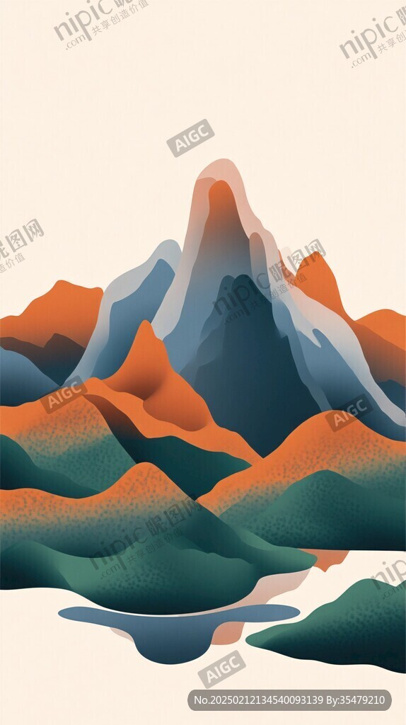 簡約山插畫