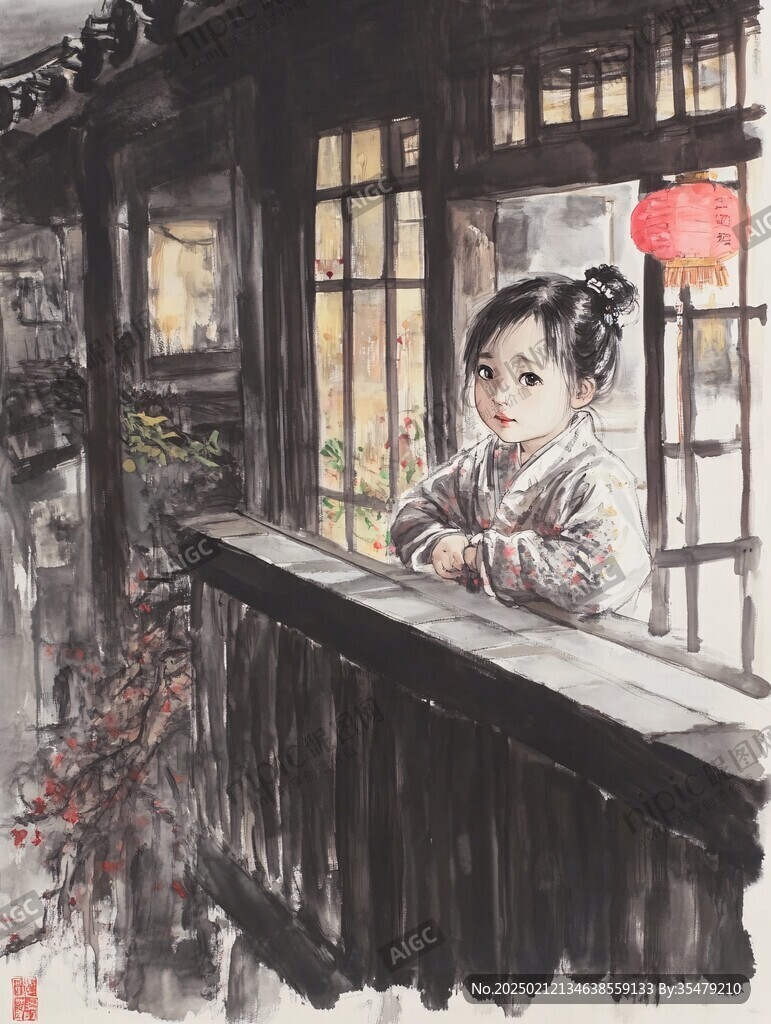 水彩紅樓人物
