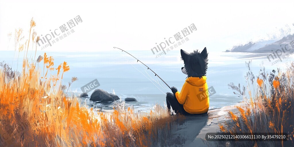 釣魚的小貓