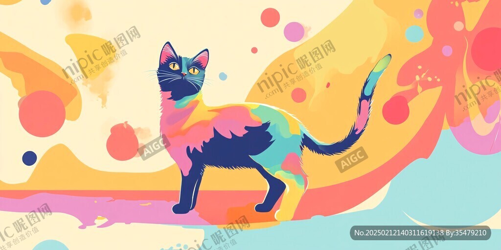 貓咪海報插畫