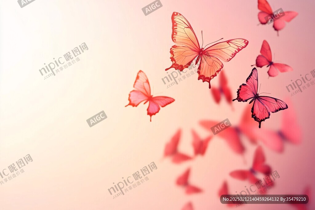 夢幻唯美橙色蝴蝶