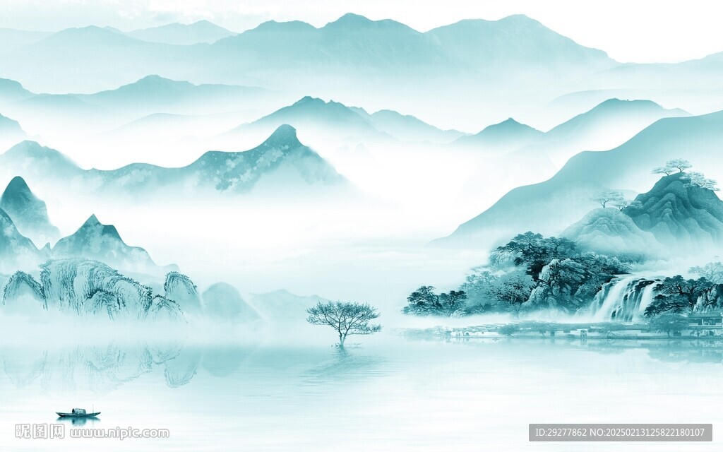 最新 意境中式山水 TIF分層