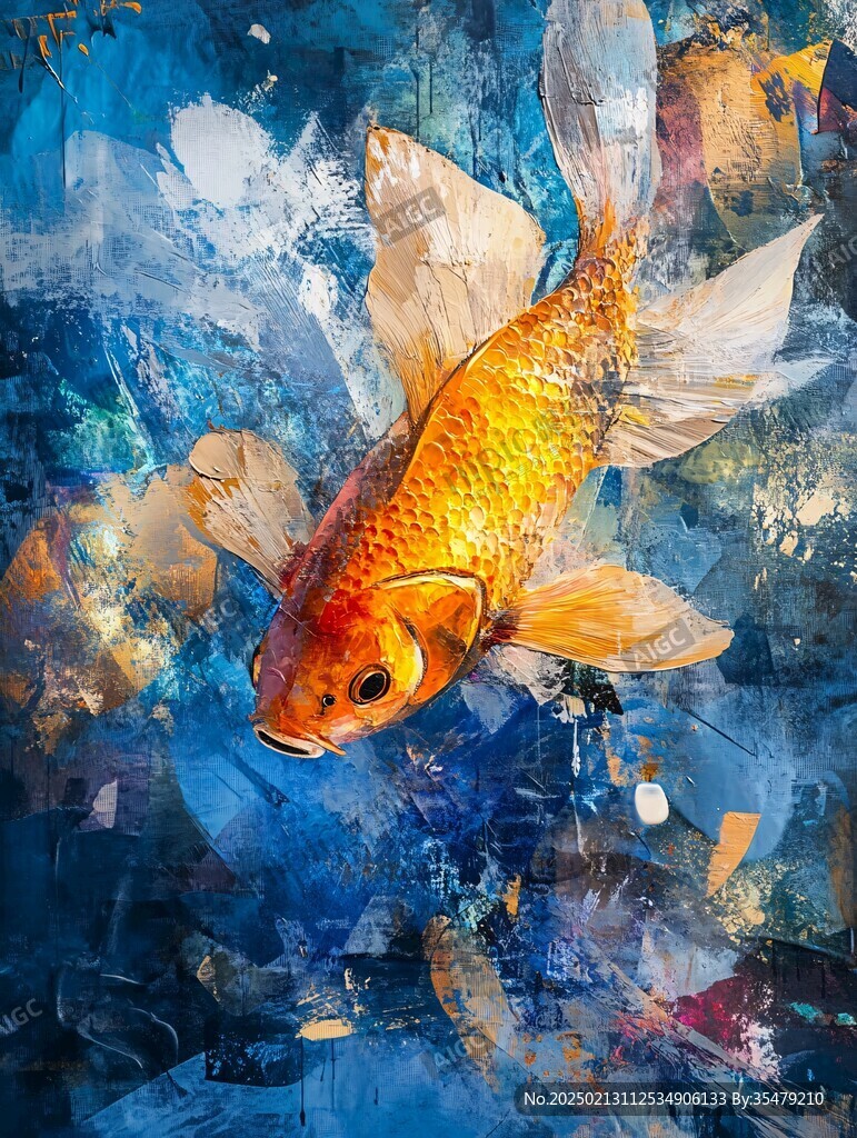 現(xiàn)代鯉魚壁畫