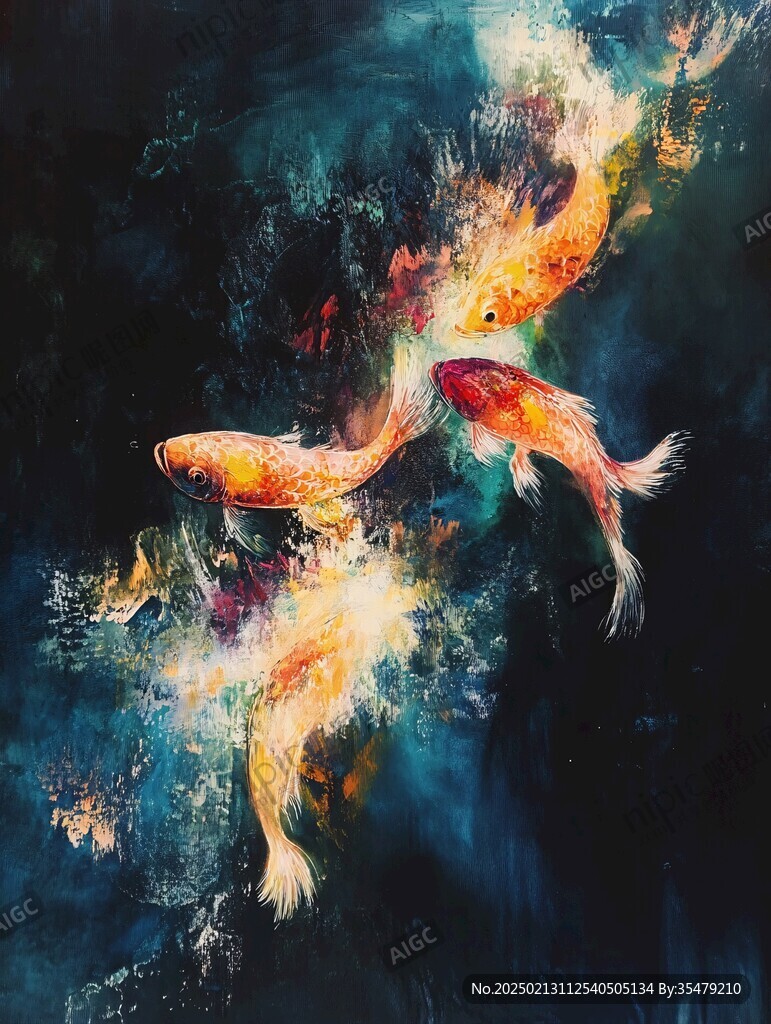 油畫錦鯉