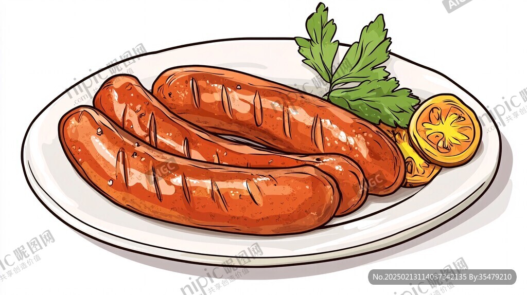 插畫烤腸